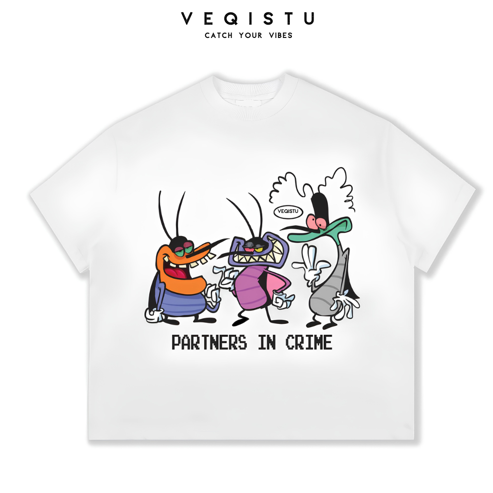Áo thun BOXY Local Brand VEQISTU "3 Con Gián Oggy" Áo Thun Boxy Form Rộng Unisex Nam Nữ  250Gsm Cotton