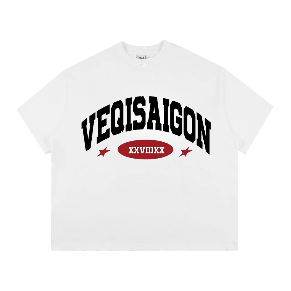 Áo thun BOXY Local Brand VEQISTU " VEQISAIGON XXVIIIXX " Áo Thun Boxy Form Rộng Unisex Nam Nữ 250Gsm Cotton