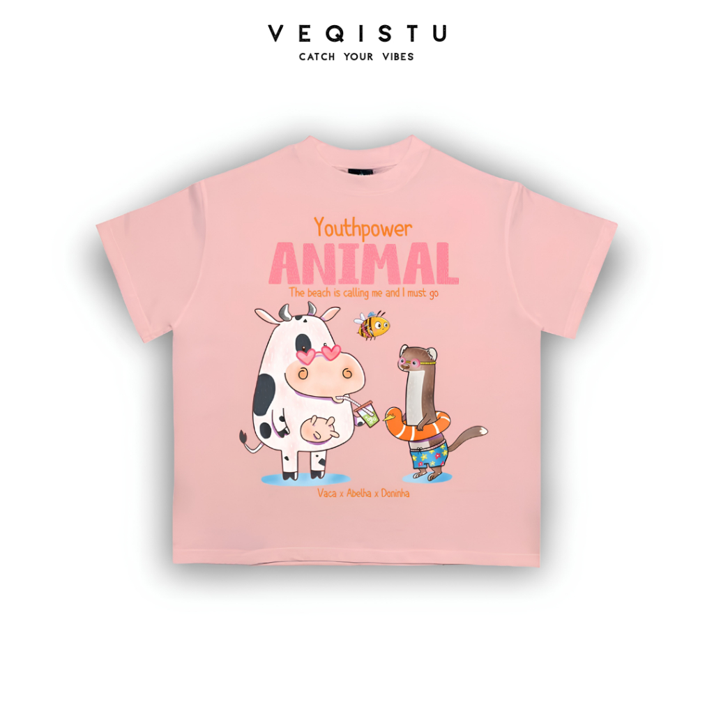 Áo thun BOXY Local Brand VEQISTU "Vaca" Áo Thun Boxy Form Rộng Unisex Nam Nữ Tay Ngắn  250Gsm Cotton 2 Chiều