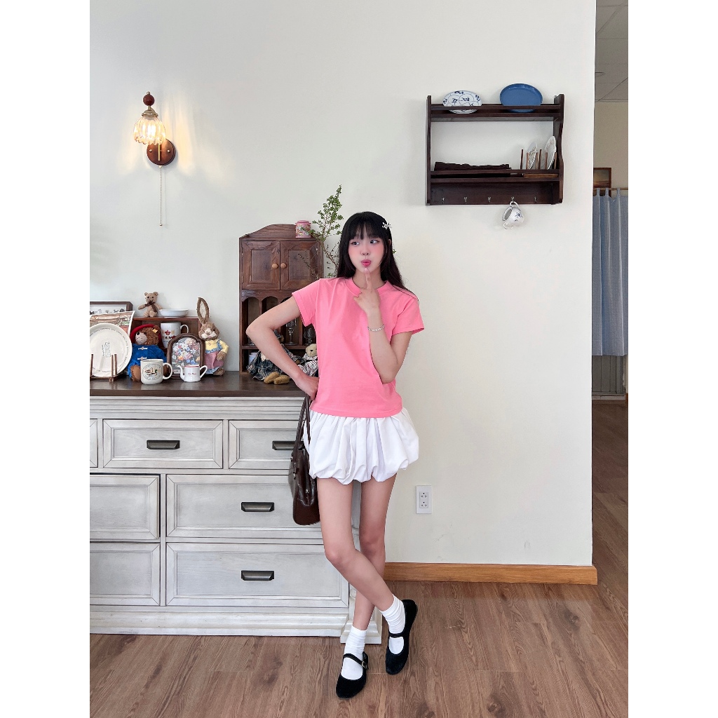 Áo Thun Baby Tee Trơn VEQISTU, Áo Thun Trơn Nữ Local Brand 100% Cotton Premium Đã Xử Lý Co Rút
