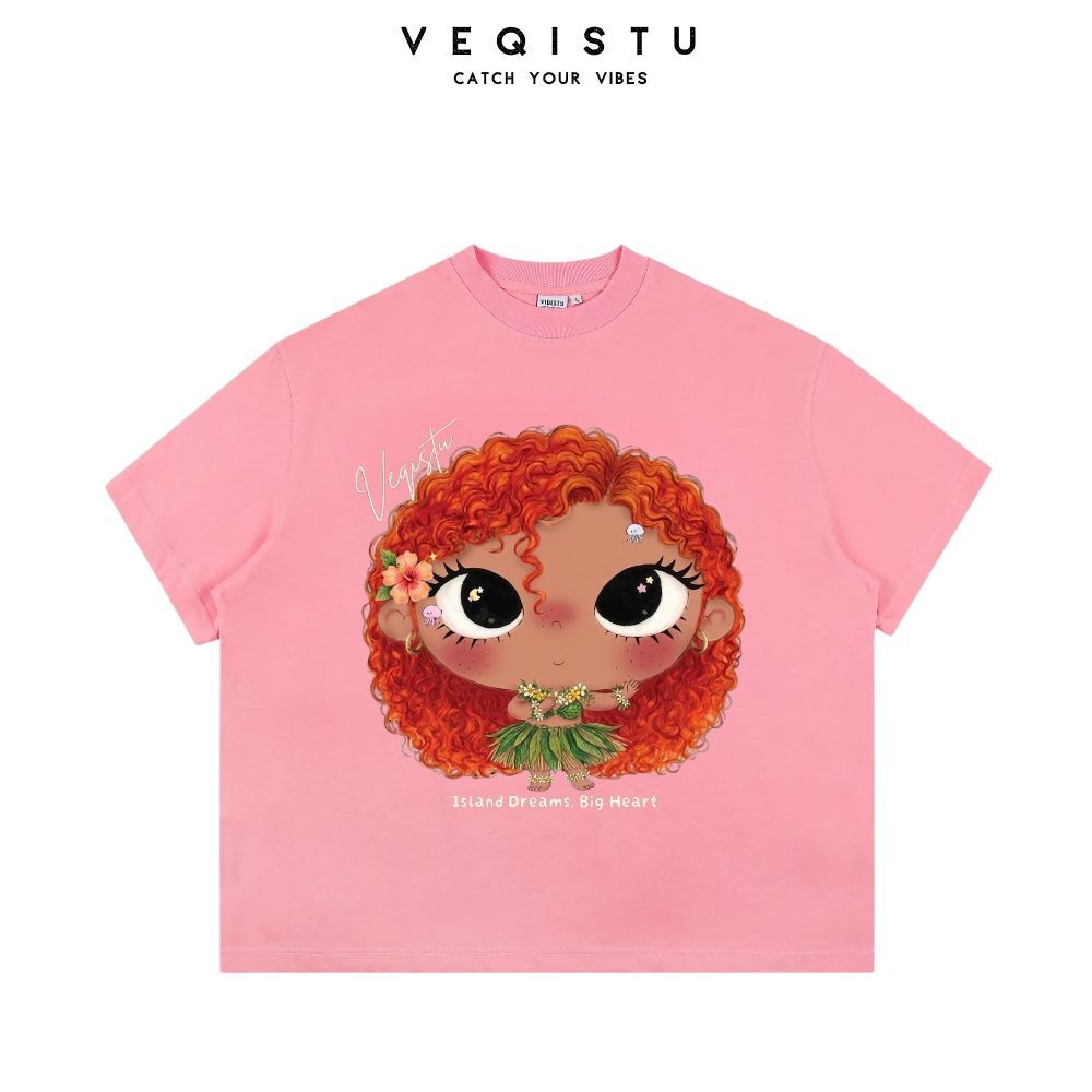 [Ver.2.1] Áo Thun Boxy Local Brand VEQISTU "Chibi Girl", Áo Thun Unisex Form Rộng 250GSM 100% Cotton