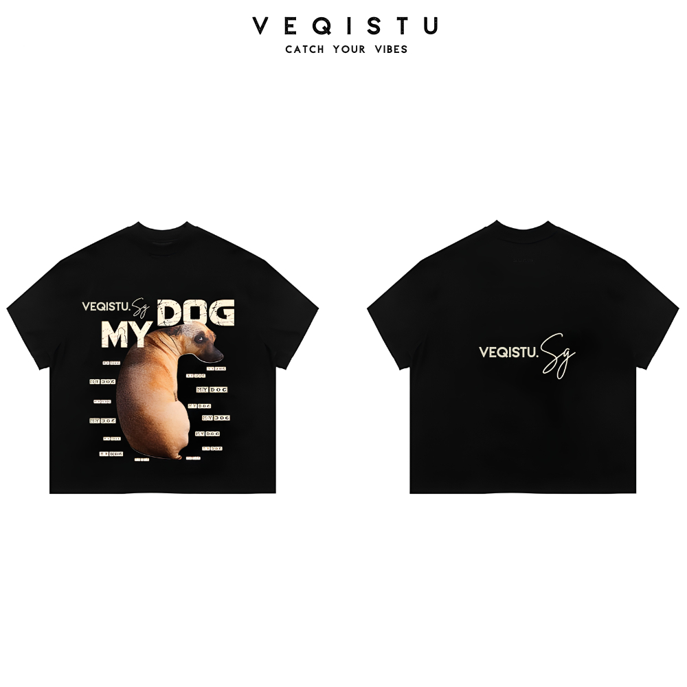 Áo thun BOXY Local Brand VEQISTU "My Dog" Áo Thun Boxy Form Rộng Unisex Nam Nữ Tay Ngắn  250Gsm Cotton