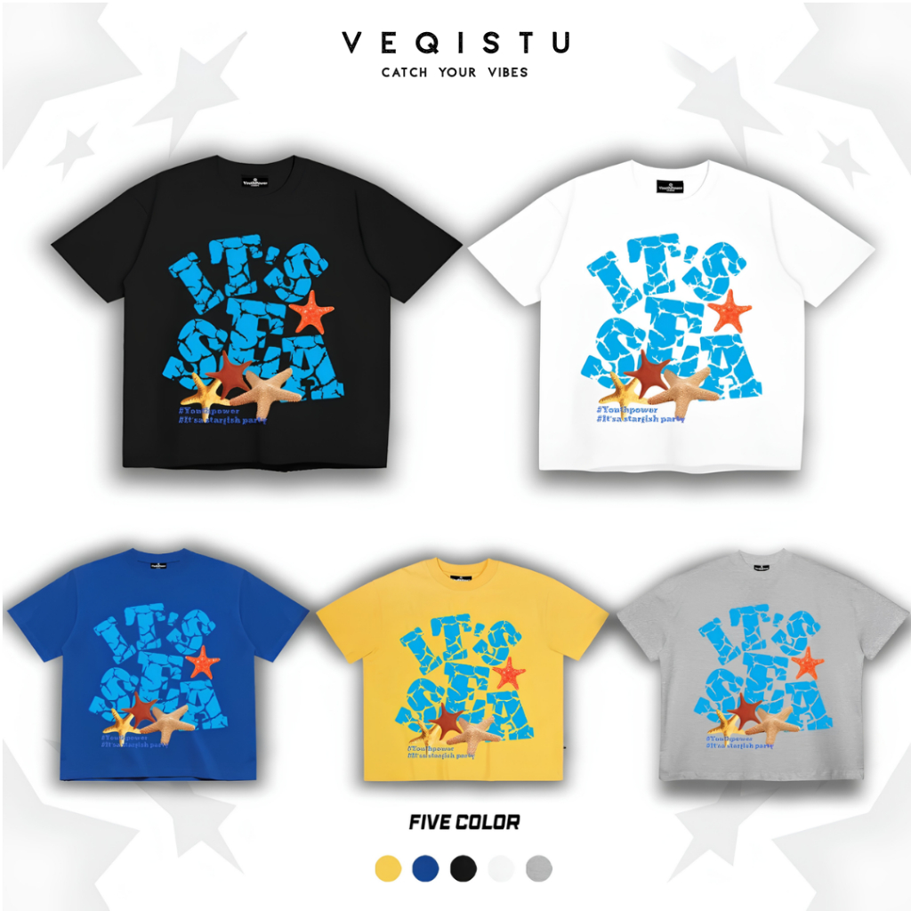 Áo Thun BOXY Local Brand VEQISTU "IT'S SEA", Áo Thun Boxy Form Rộng Unisexm Nam Nữ 250Gsm 100% Cotton