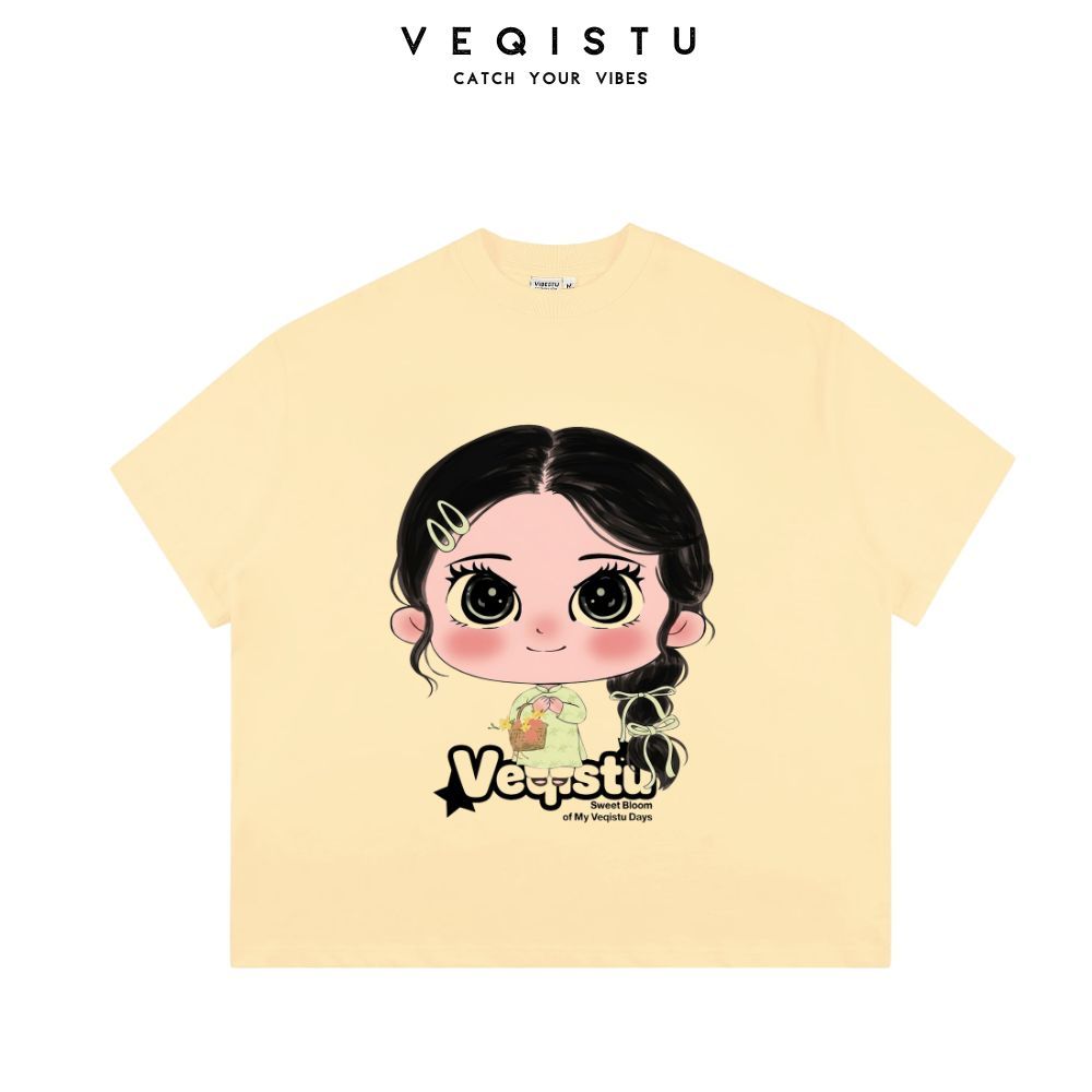 [Ver.2.2] Áo Thun Boxy Local Brand VEQISTU "Chibi Girl", Áo Thun Unisex Form Rộng 250GSM 100% Cotton