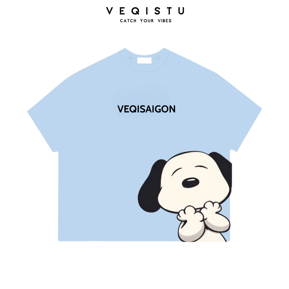 Áo thun BOXY Local Brand VEQISTU "Mèo Kitty + Snoopy" Áo Thun Boxy Form Rộng Unisex 250Gsm Cotton