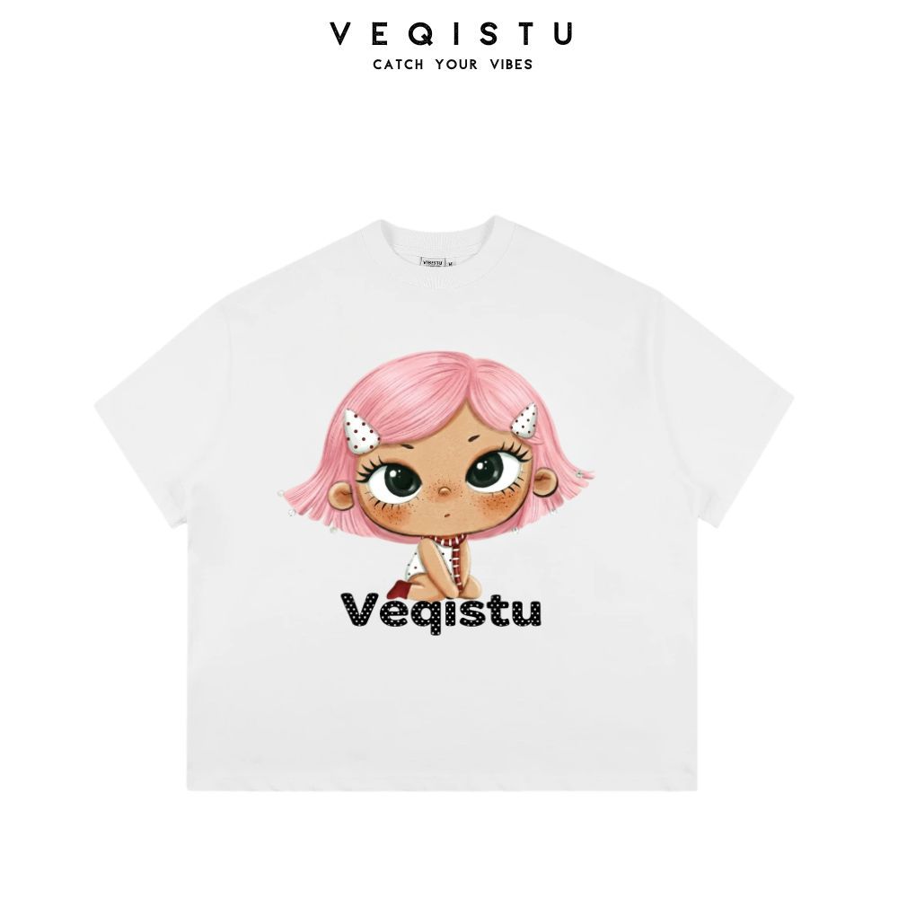 [Ver.2.2] Áo Thun Boxy Local Brand VEQISTU "Chibi Girl", Áo Thun Unisex Form Rộng 250GSM 100% Cotton