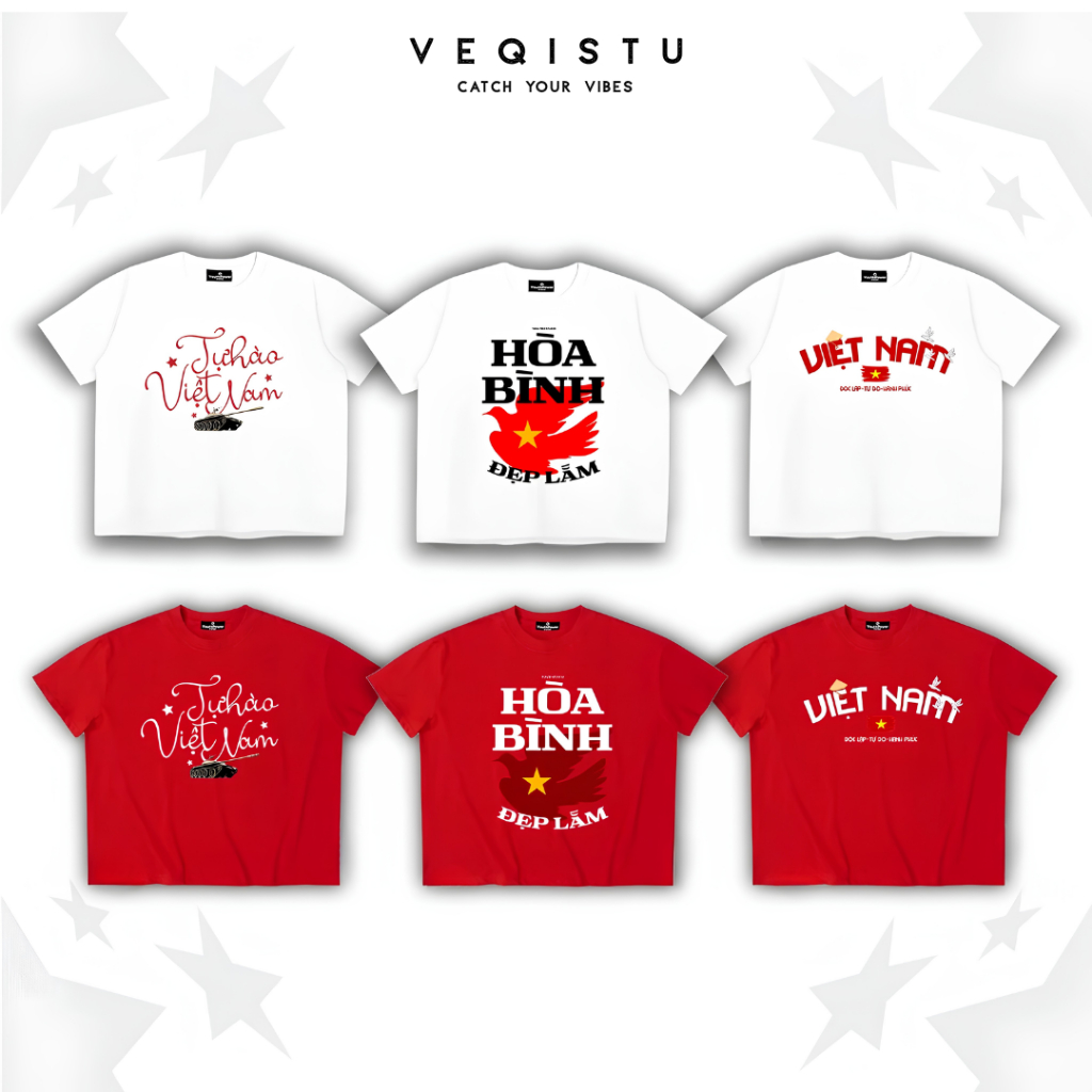 Áo thun BOXY Local Brand VEQISTU "Việt Nam" Áo Thun Boxy Form Rộng Unisex Nam Nữ Tay Ngắn  250Gsm Cotton