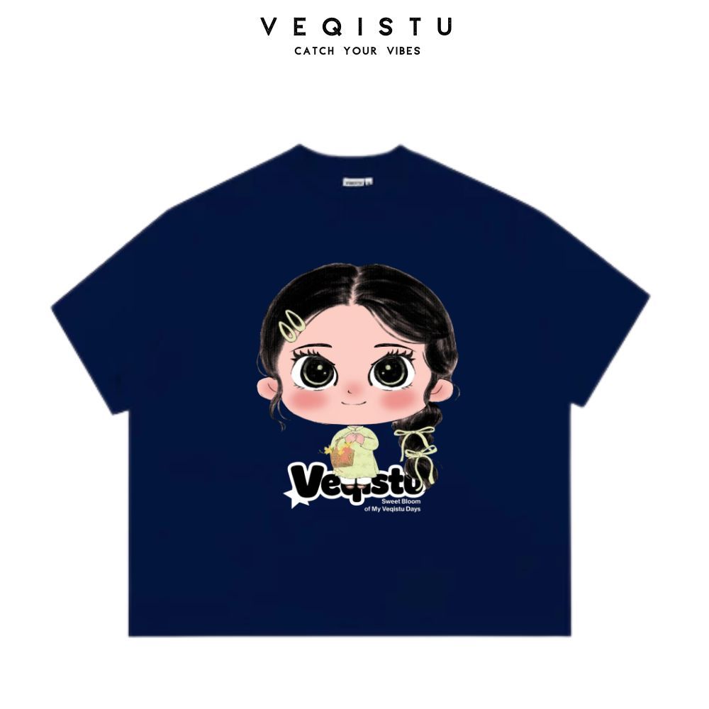 [Ver.2.2] Áo Thun Boxy Local Brand VEQISTU "Chibi Girl", Áo Thun Unisex Form Rộng 250GSM 100% Cotton