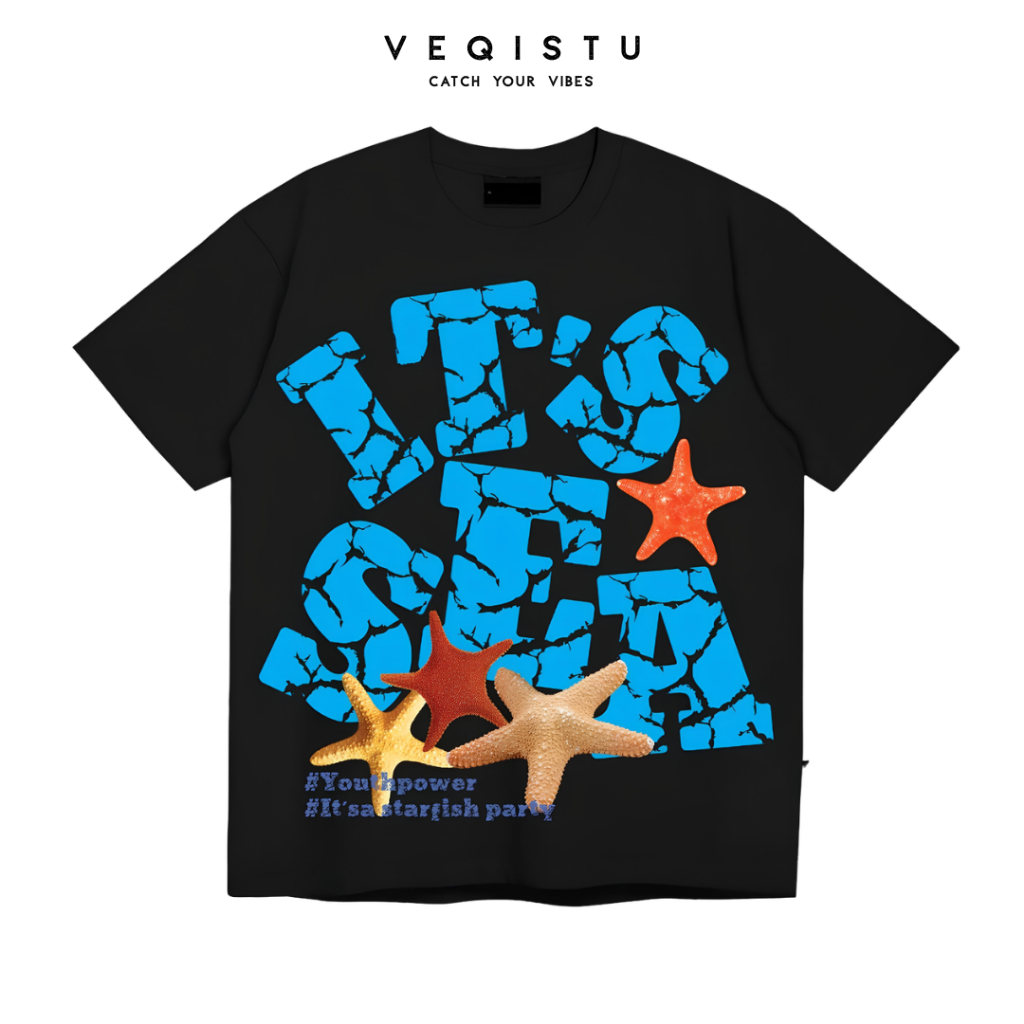 Áo Thun BOXY Local Brand VEQISTU "IT'S SEA", Áo Thun Boxy Form Rộng Unisexm Nam Nữ 250Gsm 100% Cotton