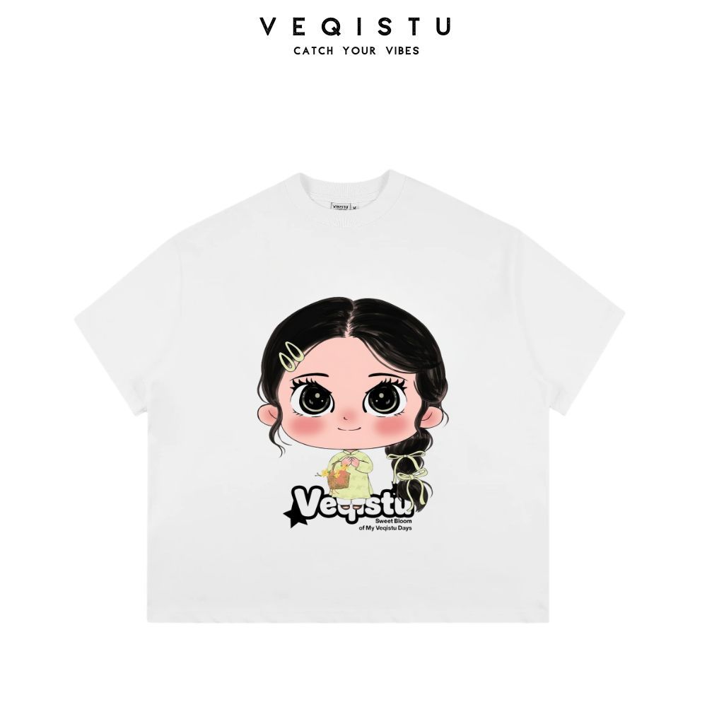 [Ver.2.2] Áo Thun Boxy Local Brand VEQISTU "Chibi Girl", Áo Thun Unisex Form Rộng 250GSM 100% Cotton