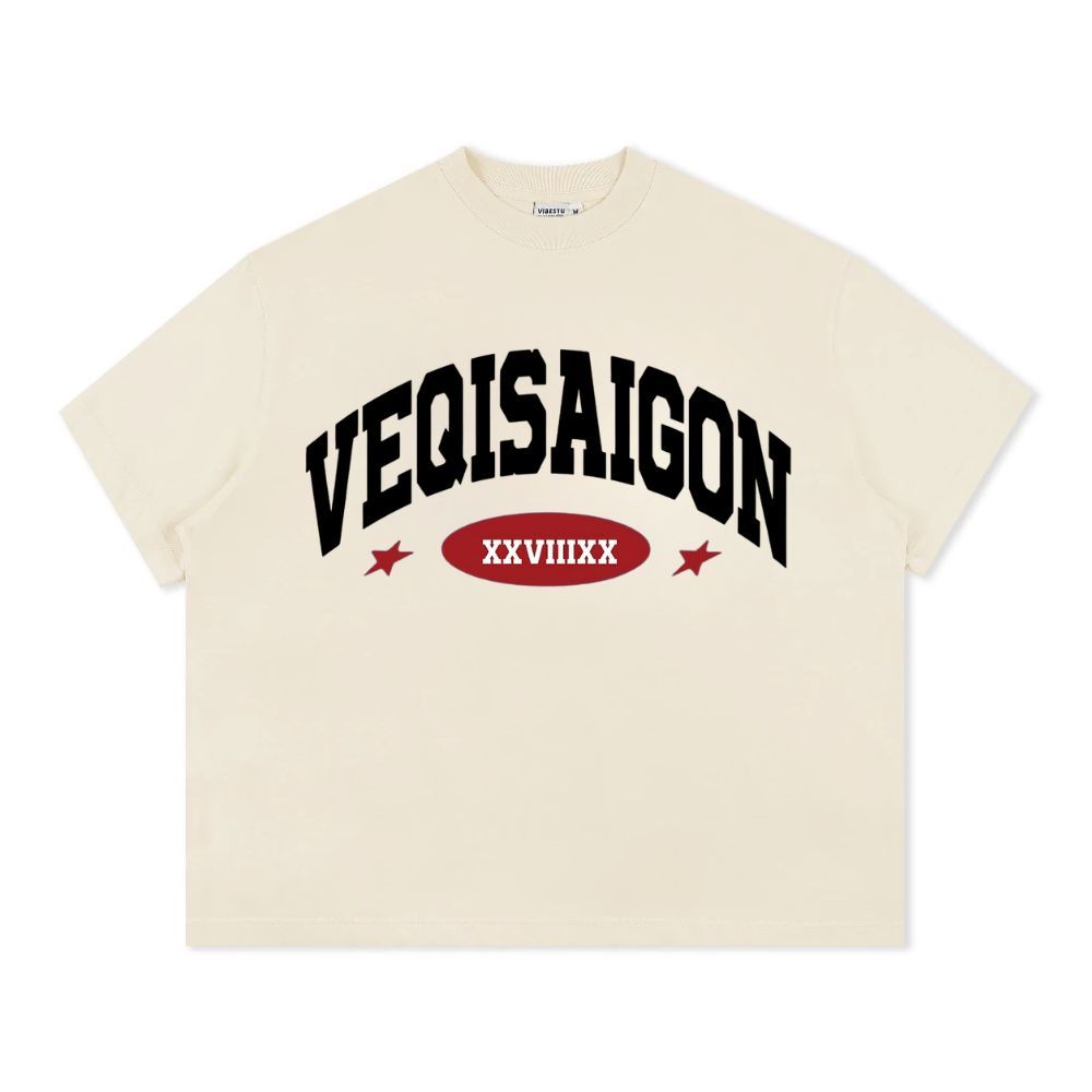 Áo thun BOXY Local Brand VEQISTU " VEQISAIGON XXVIIIXX " Áo Thun Boxy Form Rộng Unisex Nam Nữ 250Gsm Cotton