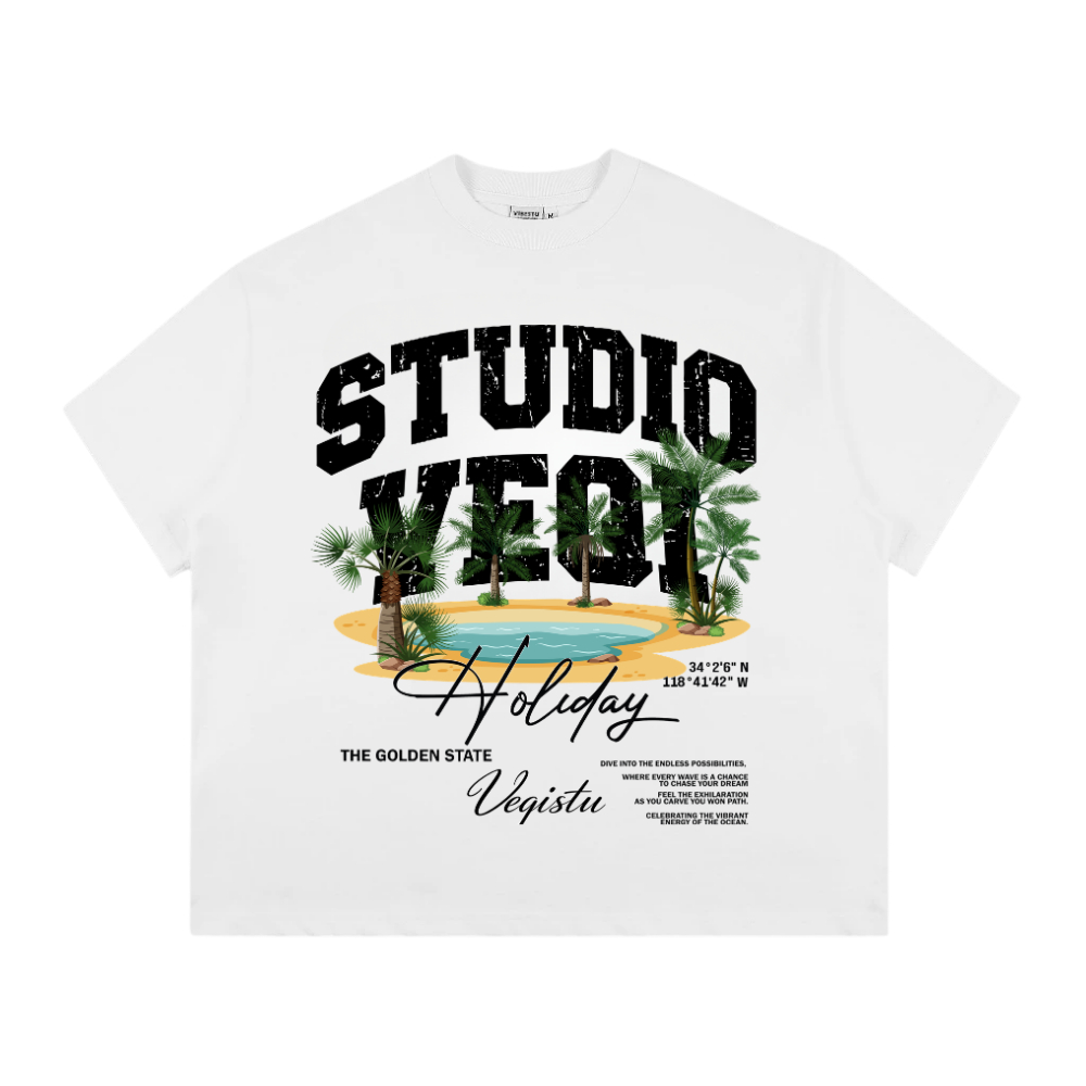 Áo Thun BOXY Local Brand VEQISTU "Đảo Cọ", Áo Thun Boxy Form Rộng Unisex Nam Nữ Cổ Tròn 250Gsm 100% Cotton