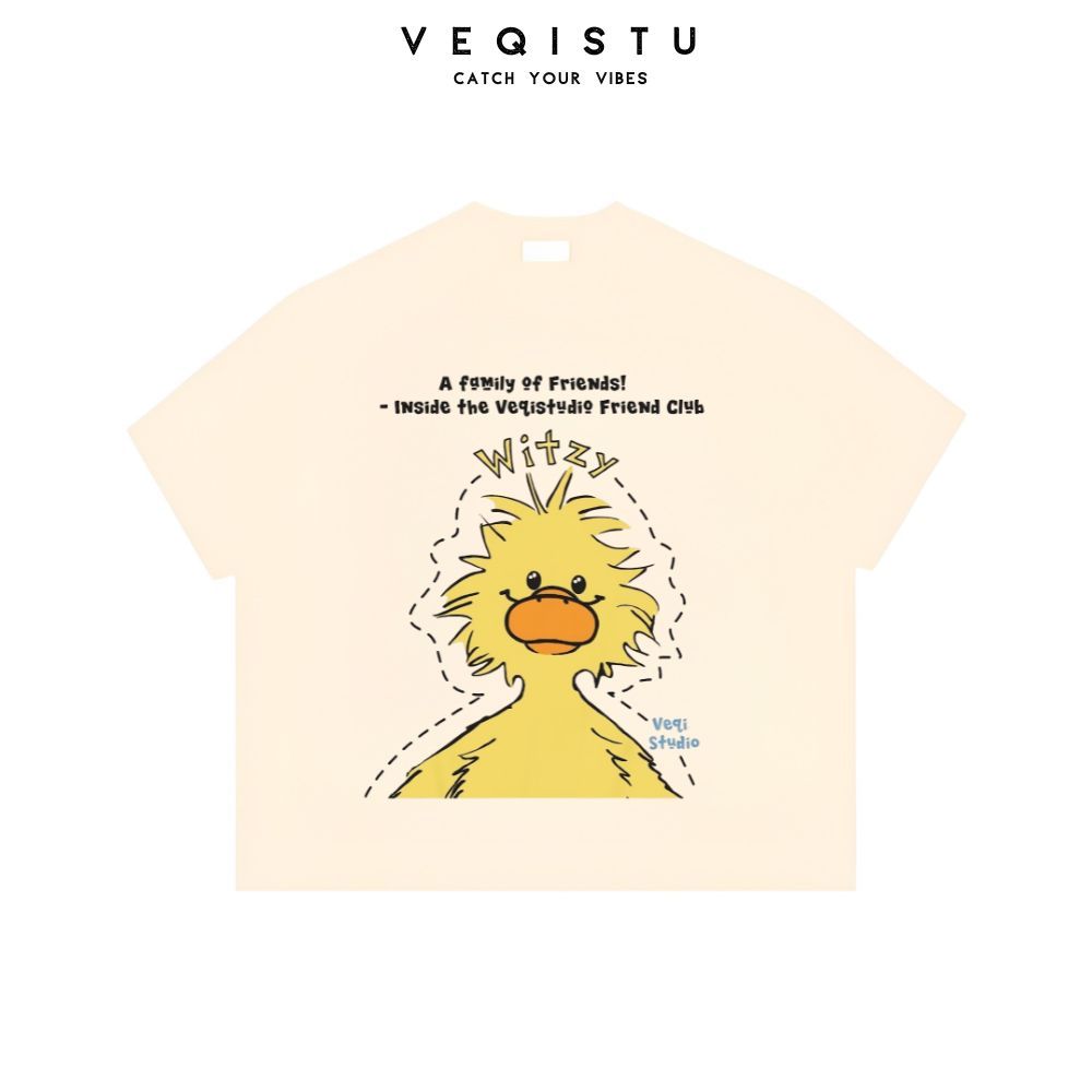 Áo Thun BOXY Local Brand VEQISTU "Vịt Cafe + Vịt Xù", Áo Thun Boxy Form Rộng Unisex 250Gsm 100% Cotton