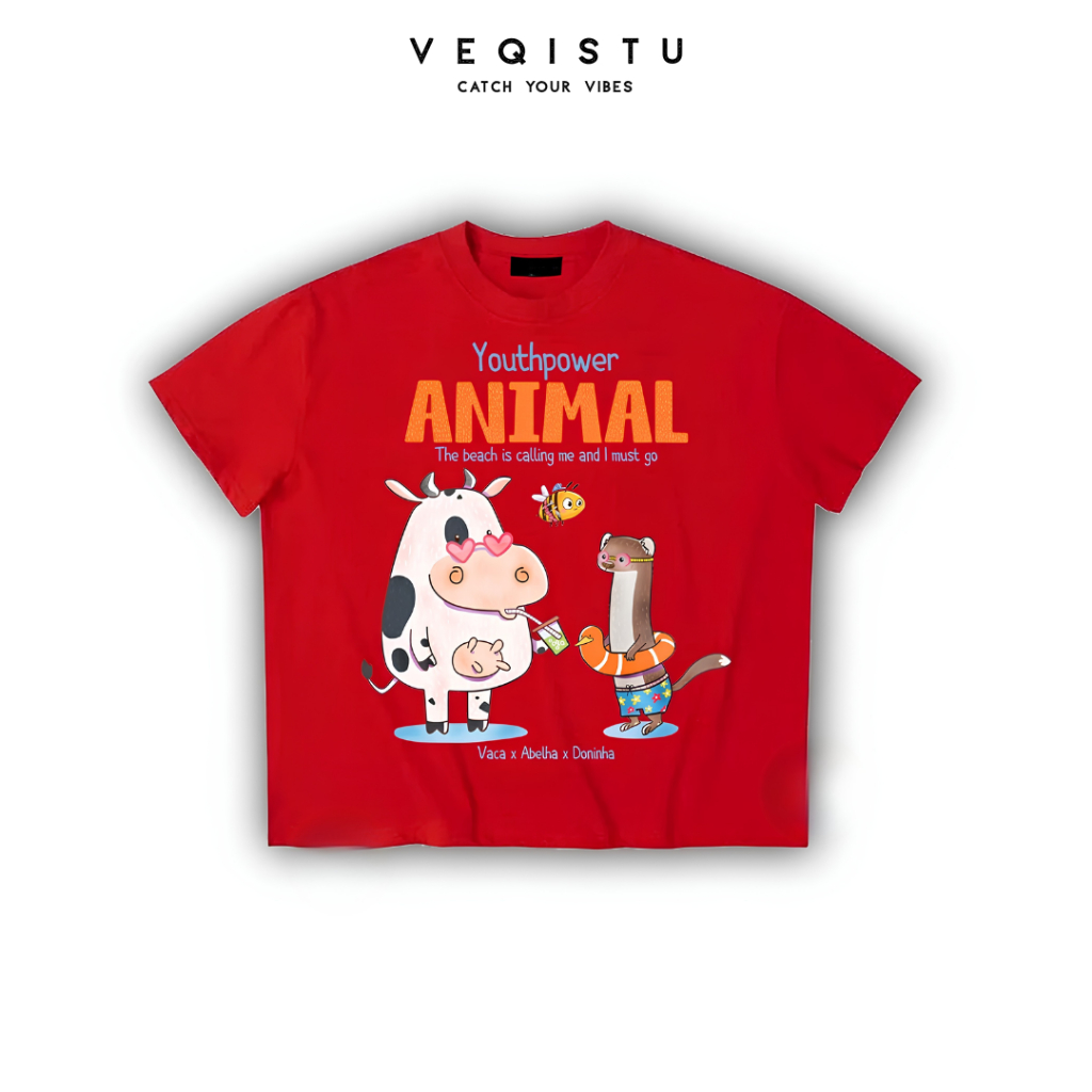 Áo thun BOXY Local Brand VEQISTU "Vaca" Áo Thun Boxy Form Rộng Unisex Nam Nữ Tay Ngắn  250Gsm Cotton 2 Chiều