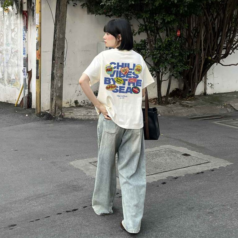 Áo thun BOXY Local Brand VEQISTU "Chill Vibes" Áo Thun Boxy Form Rộng Unisex Nam Nữ Tay Ngắn  250Gsm Cotton