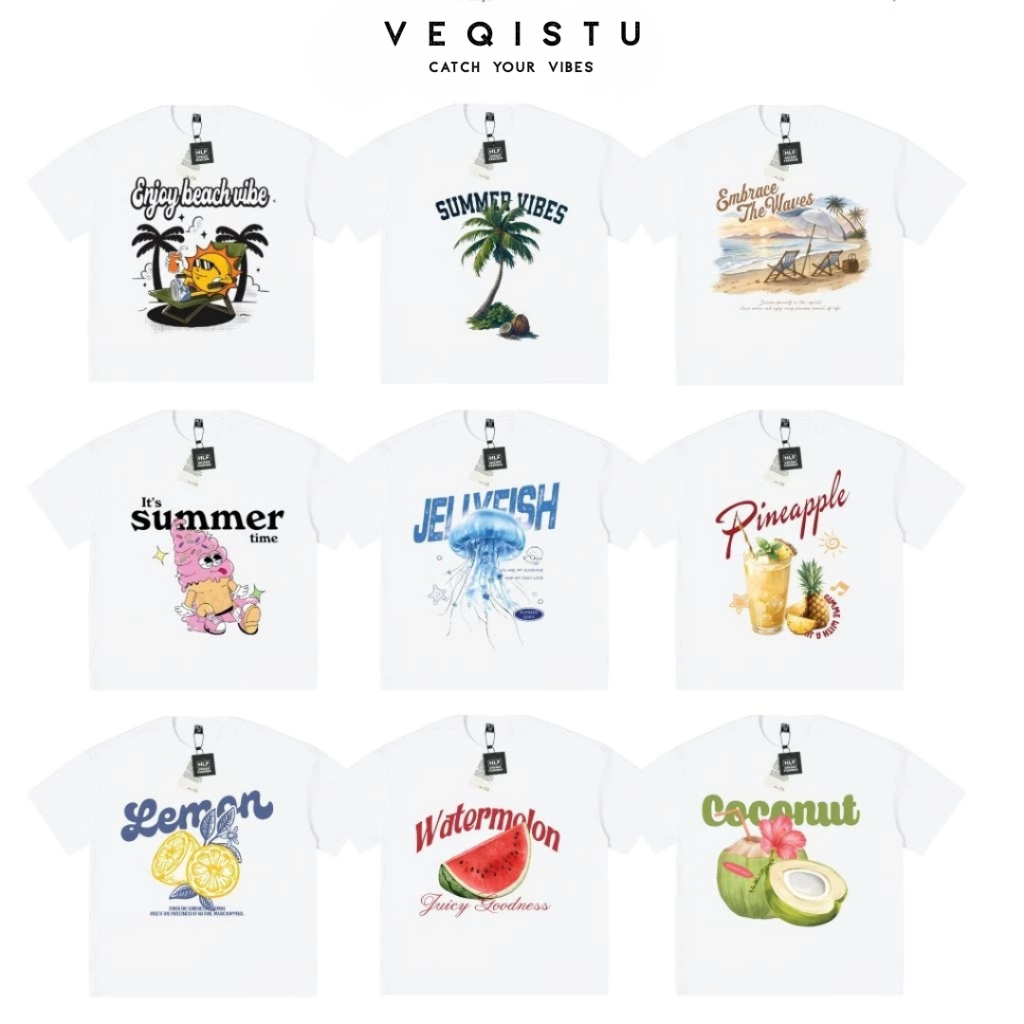 Áo Thun BOXY Local Brand VEQISTU "Áo Đi Biển Mùa Hè", Áo Thun Boxy Form Rộng Unisexm Nam Nữ Cổ Tròn 250Gsm 100% Cotton