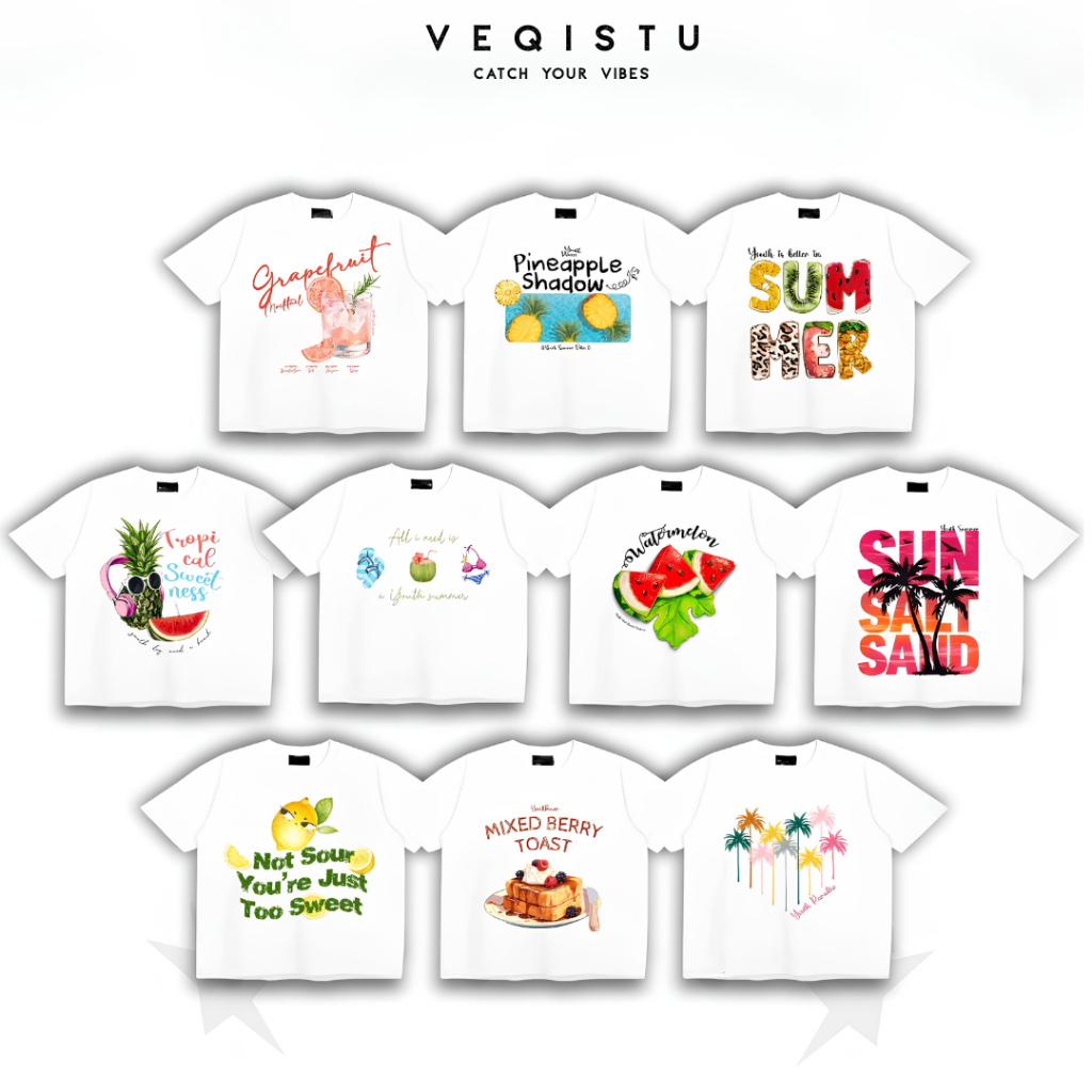 Áo Thun BOXY Local Brand VEQISTU "TROPICAL", Áo Thun Boxy Form Rộng Unisex 250Gsm 100% Cotton