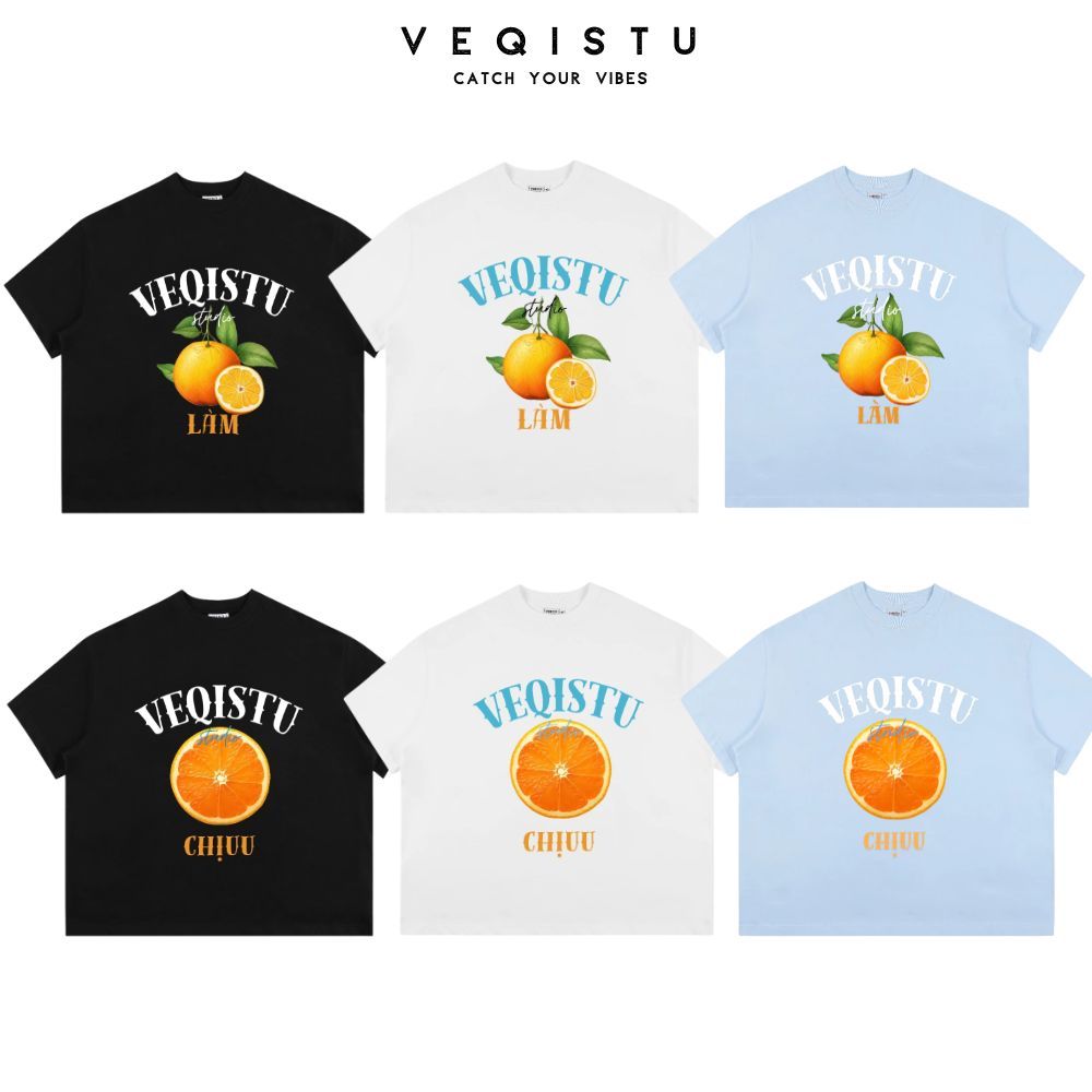 Áo Thun Local Brand VEQISTU "Quýt Làm Cam Chịu", Áo Thun Boxy Form Rộng Unisex Nam Nữ 250Gsm 100% Cotton