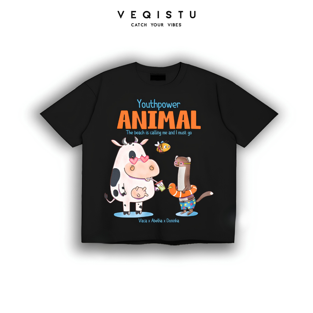 Áo thun BOXY Local Brand VEQISTU "Vaca" Áo Thun Boxy Form Rộng Unisex Nam Nữ Tay Ngắn  250Gsm Cotton 2 Chiều