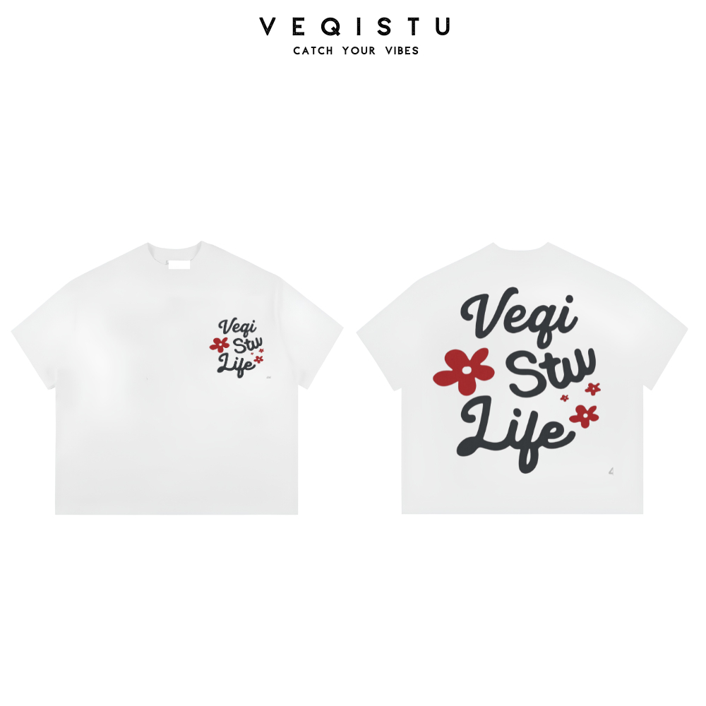 Áo thun BOXY Local Brand VEQISTU "Hoa " Áo Thun Boxy Form Rộng Unisex 250Gsm Cotton