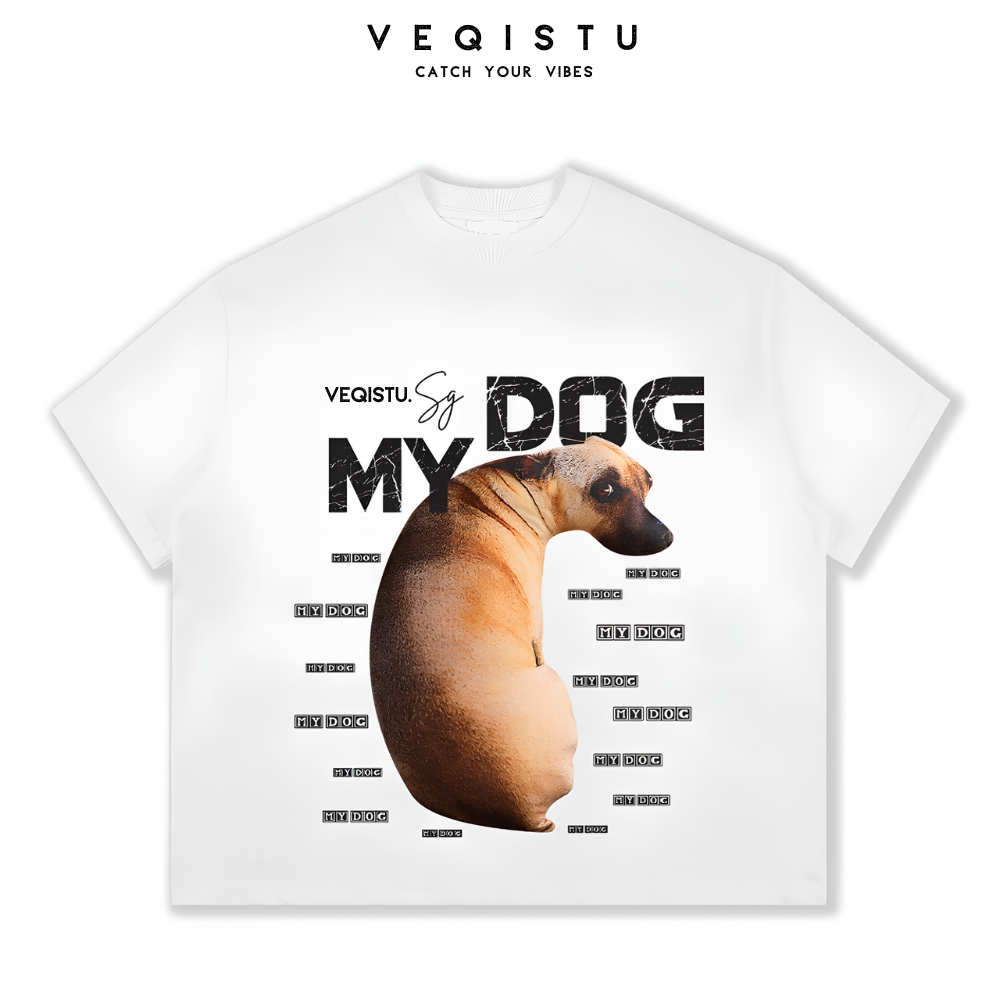 Áo thun BOXY Local Brand VEQISTU "My Dog" Áo Thun Boxy Form Rộng Unisex Nam Nữ Tay Ngắn  250Gsm Cotton