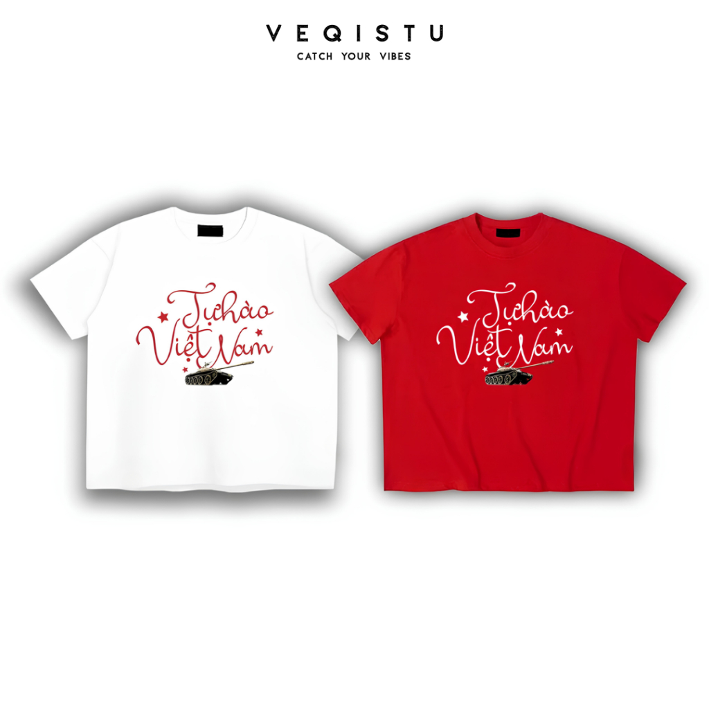 Áo thun BOXY Local Brand VEQISTU "Việt Nam" Áo Thun Boxy Form Rộng Unisex Nam Nữ Tay Ngắn  250Gsm Cotton