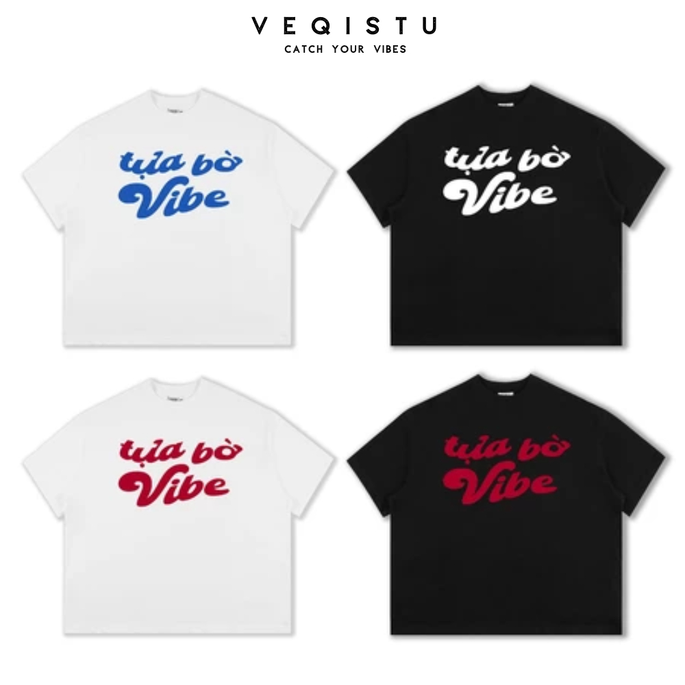 Áo Thun Local Brand VEQISTU "Tựa Bờ Vibe", Áo Thun Boxy Form Rộng Unisex Nam Nữ 250Gsm 100% Cotton 2 Chiều