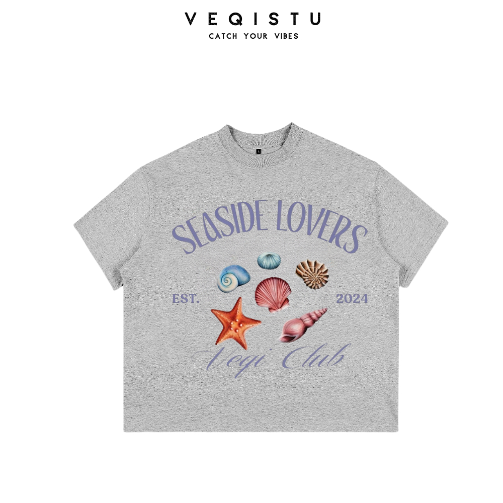 Áo thun BOXY Local Brand VEQISTU "Sò + Dừa" Áo Thun Boxy Form Rộng Unisex 250Gsm Cotton