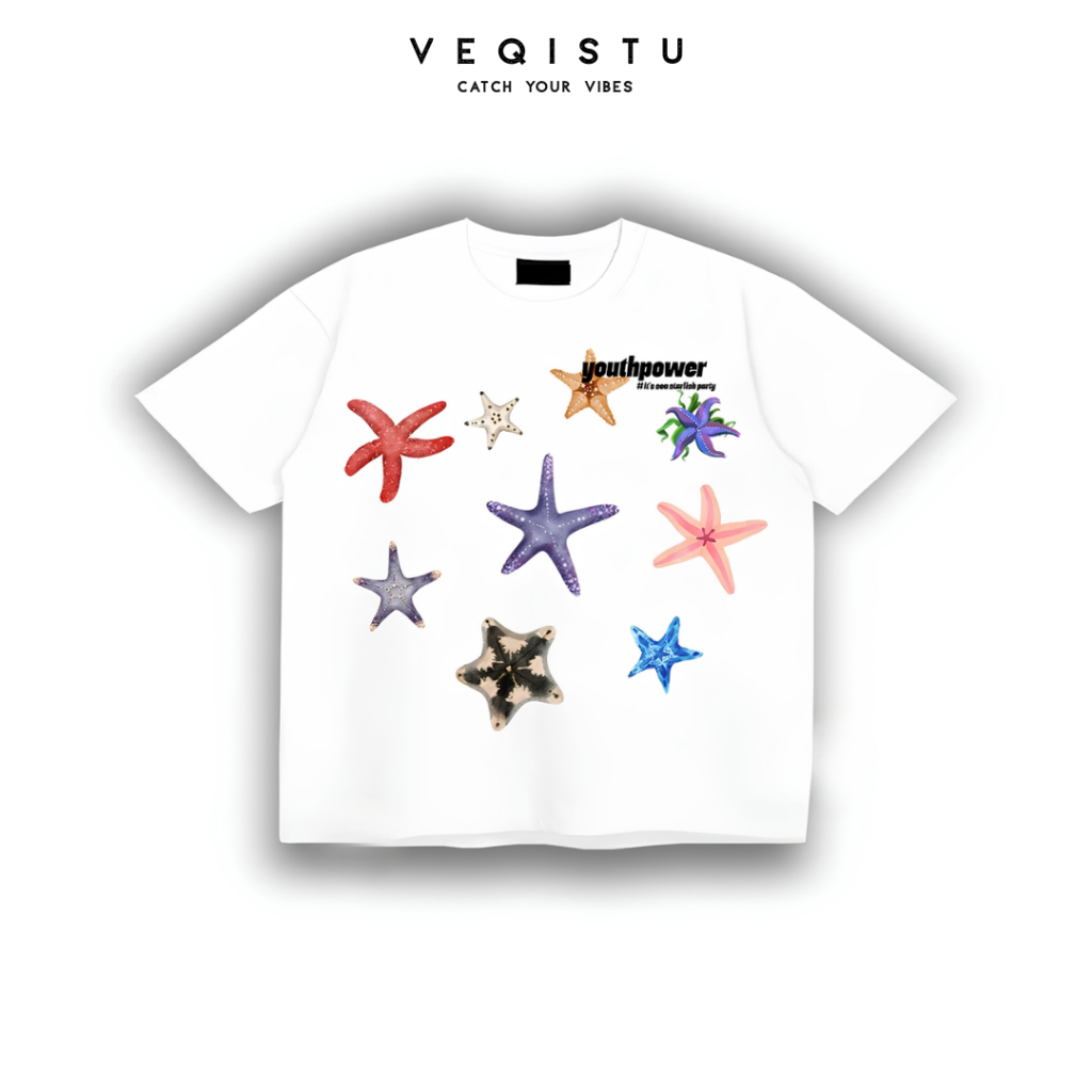 Áo thun BOXY Local Brand VEQISTU "STARFISH" Áo Thun Boxy Form Rộng Unisex Nam Nữ Tay Ngắn  250Gsm Cotton
