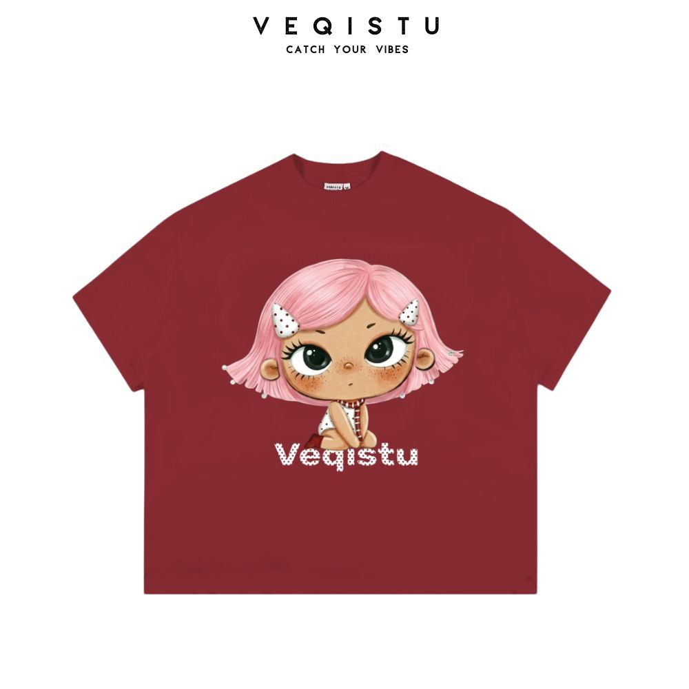 [Ver.2.2] Áo Thun Boxy Local Brand VEQISTU "Chibi Girl", Áo Thun Unisex Form Rộng 250GSM 100% Cotton