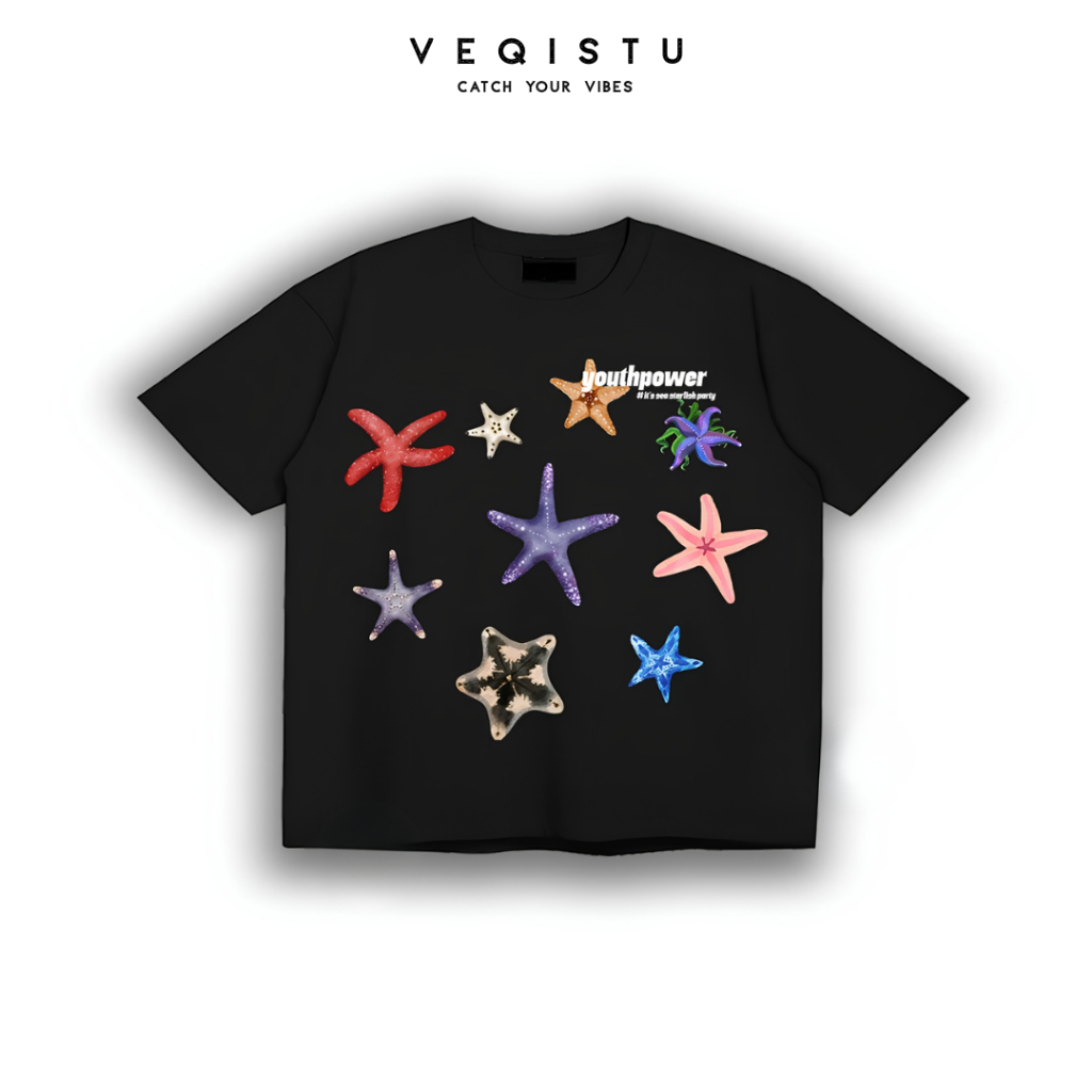 Áo thun BOXY Local Brand VEQISTU "STARFISH" Áo Thun Boxy Form Rộng Unisex Nam Nữ Tay Ngắn  250Gsm Cotton
