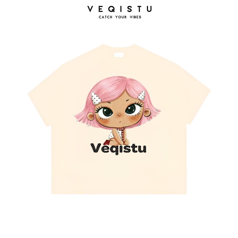 [Ver.2.2] Áo Thun Boxy Local Brand VEQISTU "Chibi Girl", Áo Thun Unisex Form Rộng 250GSM 100% Cotton