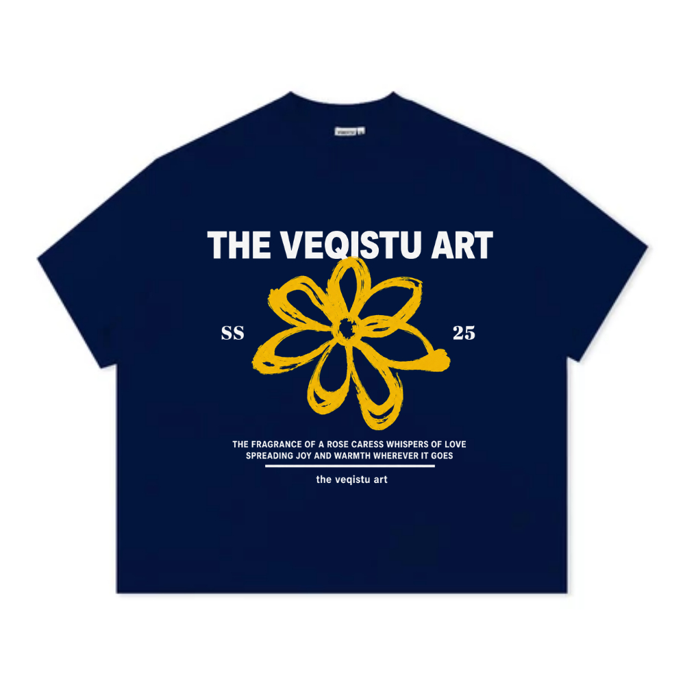 Áo Thun Local Brand VEQISTU" Flower SS25 " Áo Thun Boxy Form Rộng Unisex Cổ Tròn Nam Nữ 250Gsm Cotton