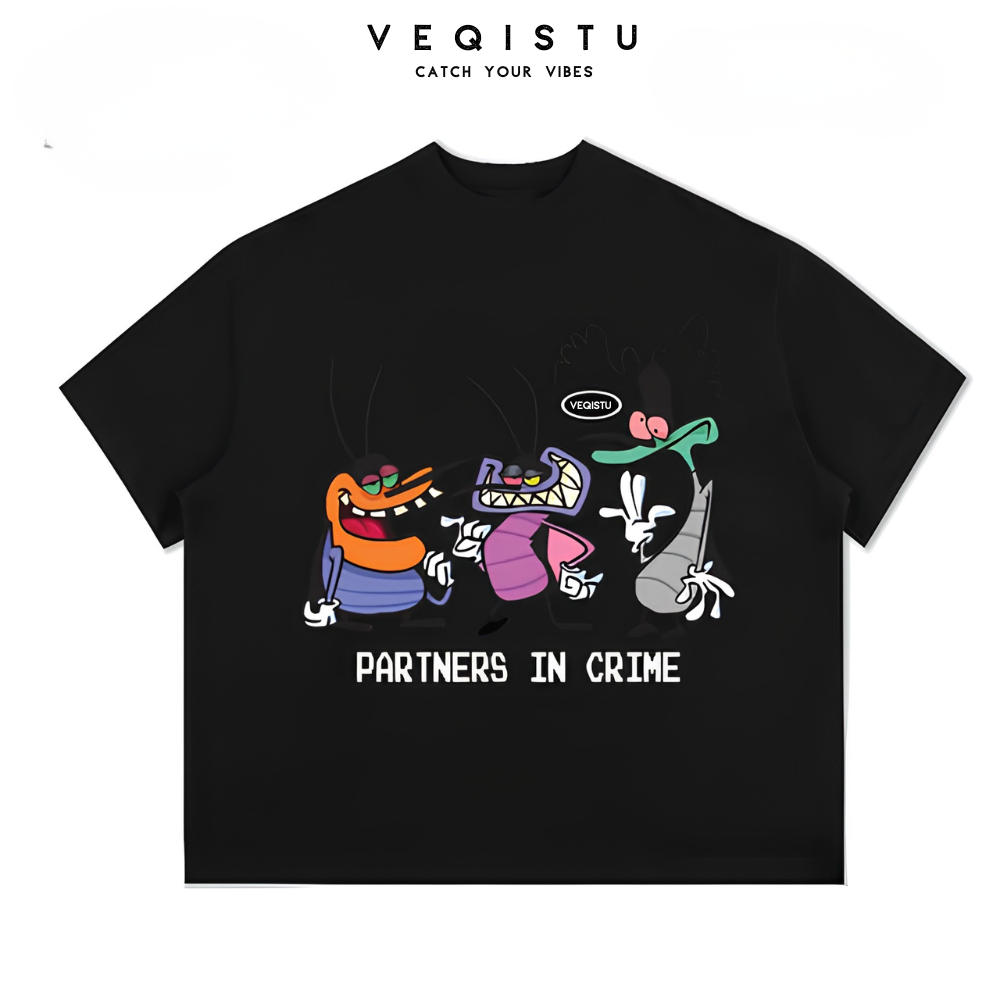 Áo thun BOXY Local Brand VEQISTU "3 Con Gián Oggy" Áo Thun Boxy Form Rộng Unisex Nam Nữ  250Gsm Cotton