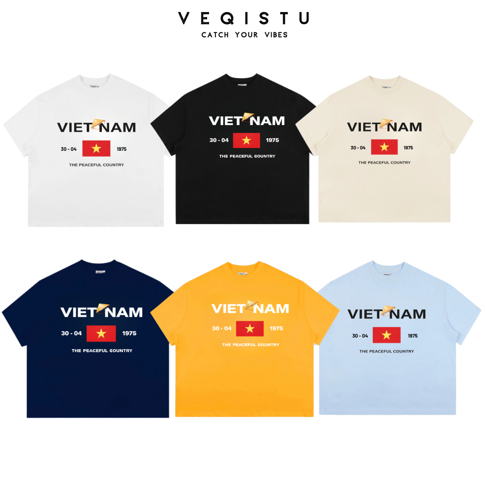 Áo Thun BOXY Local Brand VEQISTU "30 Tháng 4", Áo Thun Boxy Form Rộng Unisexm Nam Nữ Cổ Tròn 250Gsm 100% Cotton