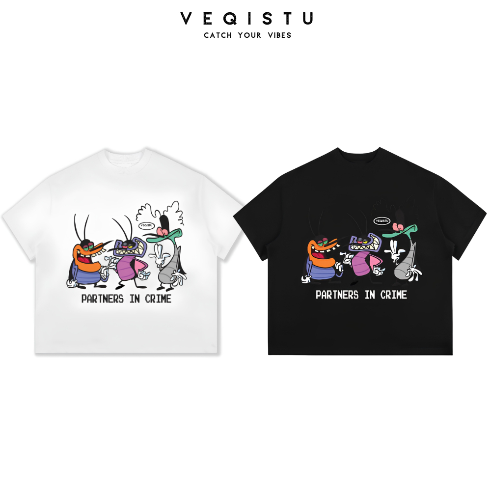 Áo thun BOXY Local Brand VEQISTU "3 Con Gián Oggy" Áo Thun Boxy Form Rộng Unisex Nam Nữ  250Gsm Cotton