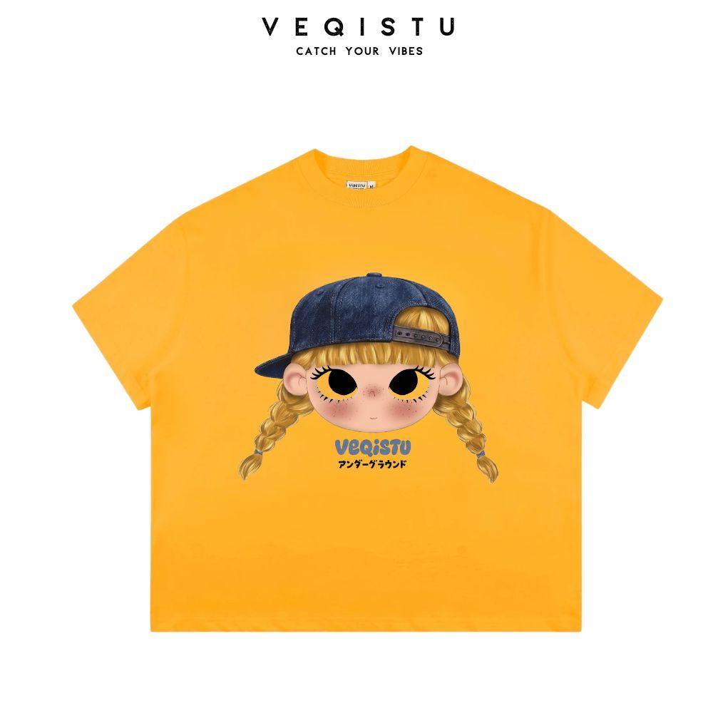 [Ver.2.1] Áo Thun Boxy Local Brand VEQISTU "Chibi Girl", Áo Thun Unisex Form Rộng 250GSM 100% Cotton
