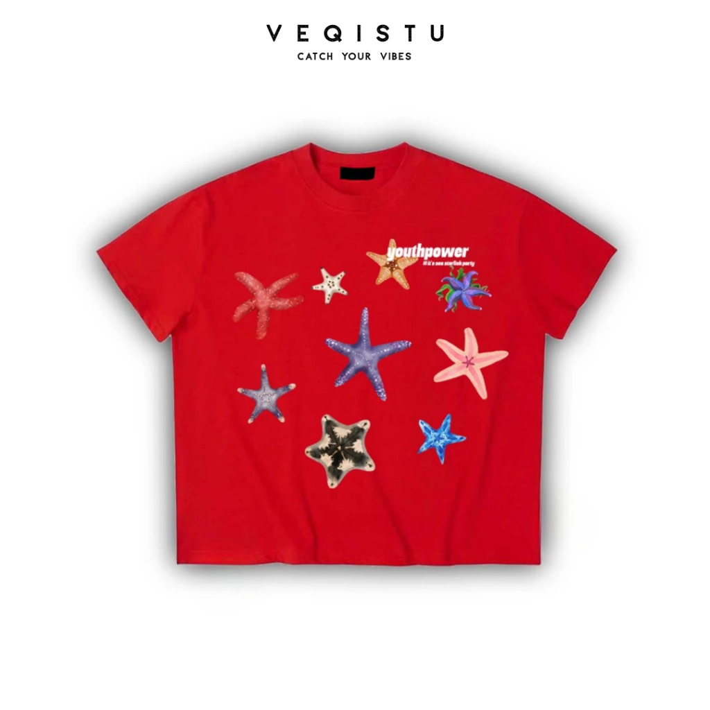 Áo thun BOXY Local Brand VEQISTU "STARFISH" Áo Thun Boxy Form Rộng Unisex Nam Nữ Tay Ngắn  250Gsm Cotton