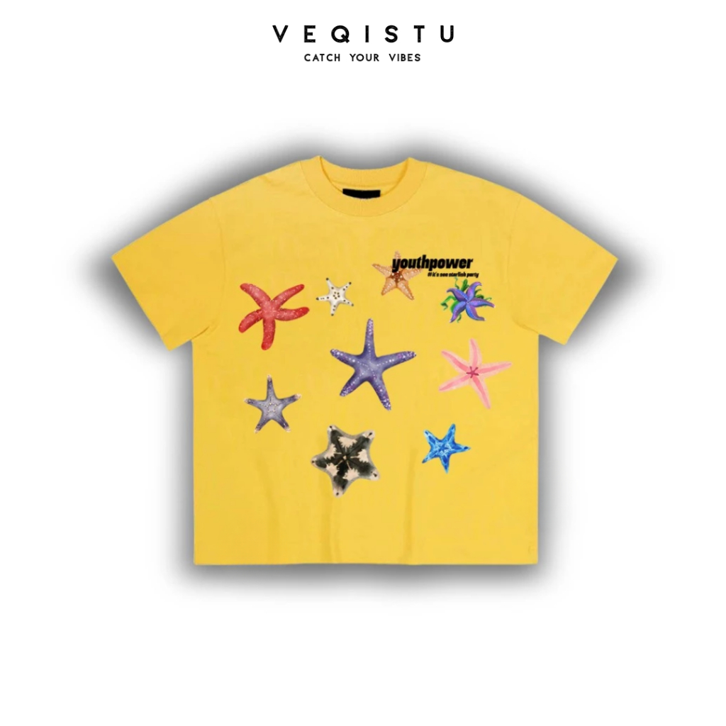 Áo thun BOXY Local Brand VEQISTU "STARFISH" Áo Thun Boxy Form Rộng Unisex Nam Nữ Tay Ngắn  250Gsm Cotton
