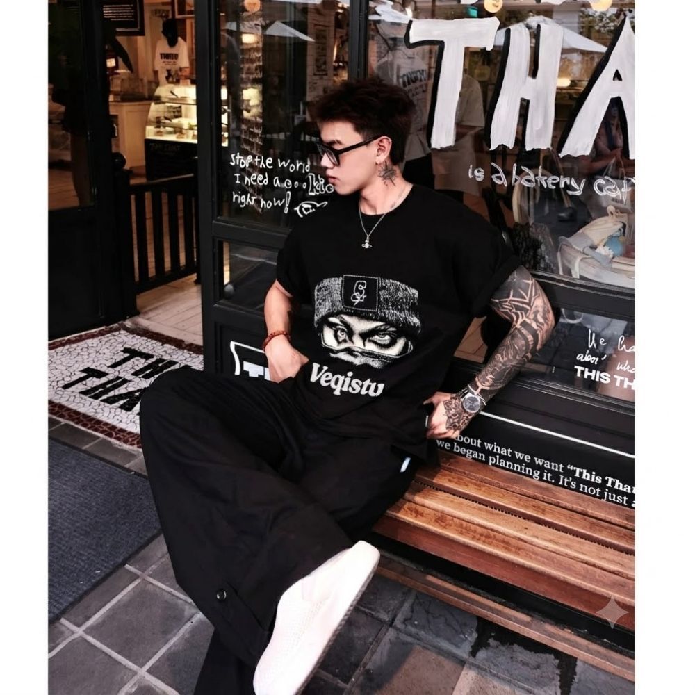 Áo Thun BOXY Local Brand VEQISTU " THE COOL" Áo Thun Boxy Form Rộng Unisex  250Gsm 100% Cotton