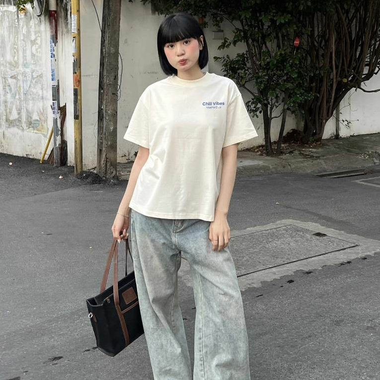 Áo thun BOXY Local Brand VEQISTU "Chill Vibes" Áo Thun Boxy Form Rộng Unisex Nam Nữ Tay Ngắn  250Gsm Cotton