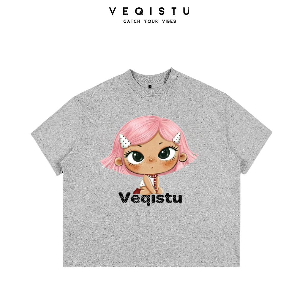 [Ver.2.2] Áo Thun Boxy Local Brand VEQISTU "Chibi Girl", Áo Thun Unisex Form Rộng 250GSM 100% Cotton