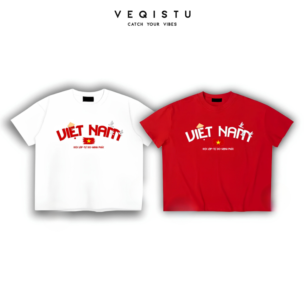 Áo thun BOXY Local Brand VEQISTU "Việt Nam" Áo Thun Boxy Form Rộng Unisex Nam Nữ Tay Ngắn  250Gsm Cotton