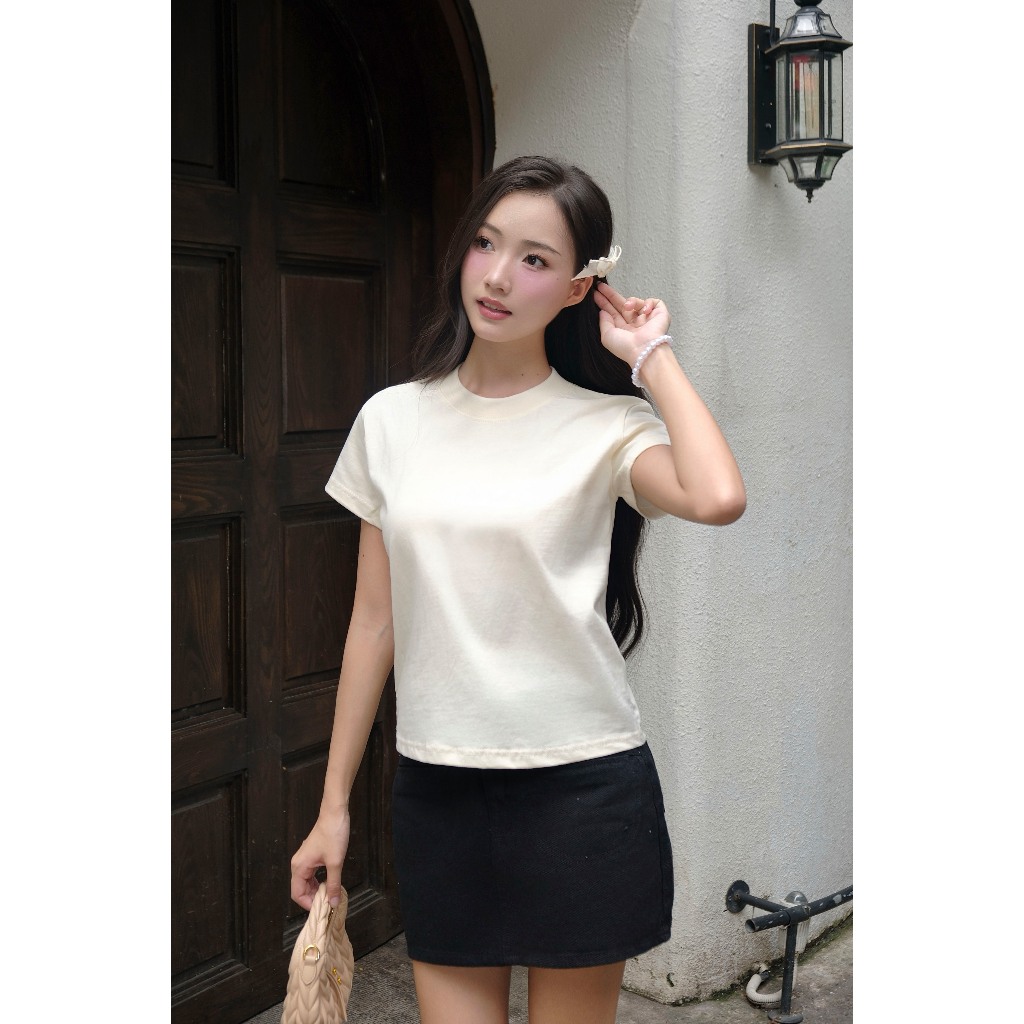 Áo Thun Baby Tee Trơn VEQISTU, Áo Thun Trơn Nữ Local Brand 100% Cotton Premium Đã Xử Lý Co Rút