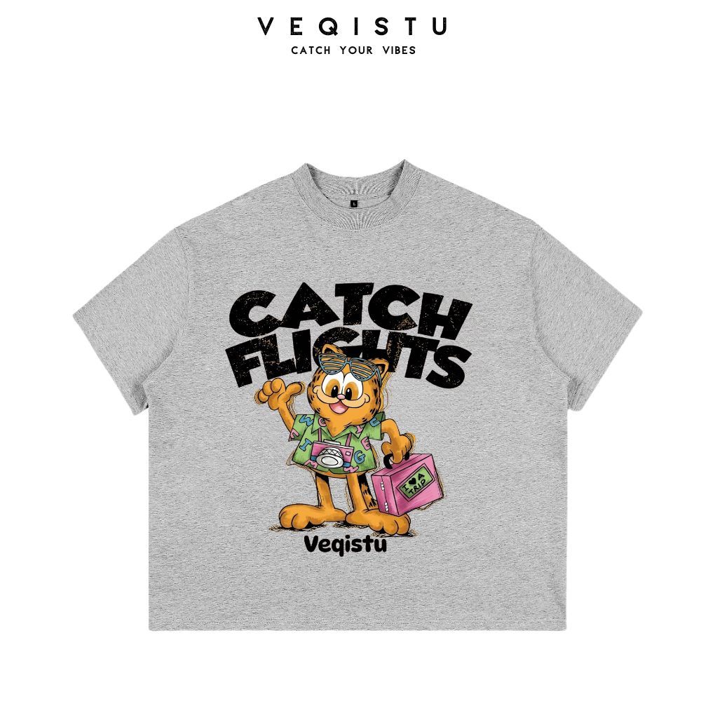 Áo Thun BOXY Local Brand VEQISTU "Con Mèo", Áo Thun Boxy Form Rộng Unisex 250Gsm 100% Cotton