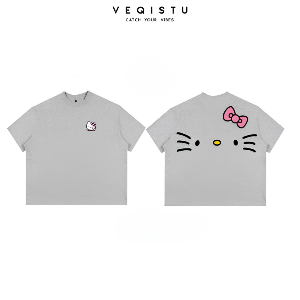 Áo thun BOXY Local Brand VEQISTU "Mèo Râu" Áo Thun Boxy Form Rộng Unisex Nam Nữ Tay Ngắn  250Gsm Cotton